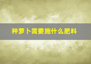 种萝卜需要施什么肥料