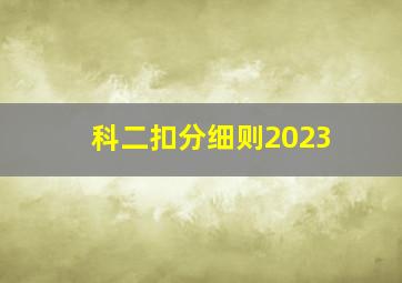 科二扣分细则2023