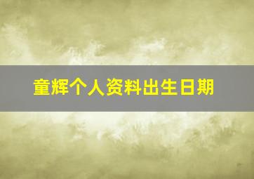 童辉个人资料出生日期