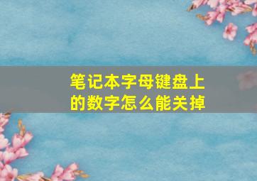 笔记本字母键盘上的数字怎么能关掉