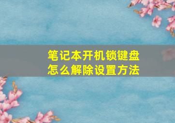 笔记本开机锁键盘怎么解除设置方法