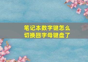 笔记本数字键怎么切换回字母键盘了