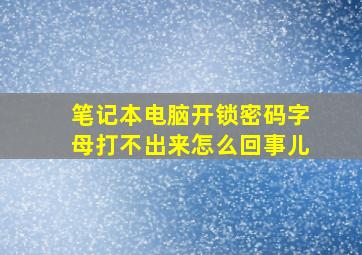 笔记本电脑开锁密码字母打不出来怎么回事儿