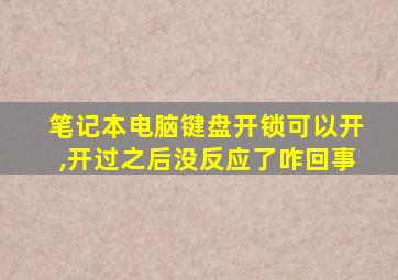 笔记本电脑键盘开锁可以开,开过之后没反应了咋回事