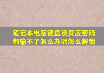 笔记本电脑键盘没反应密码都输不了怎么办呢怎么解锁