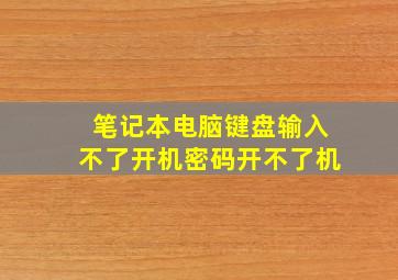 笔记本电脑键盘输入不了开机密码开不了机