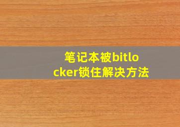 笔记本被bitlocker锁住解决方法