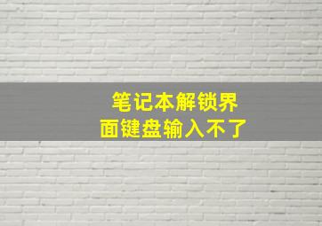 笔记本解锁界面键盘输入不了