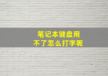 笔记本键盘用不了怎么打字呢