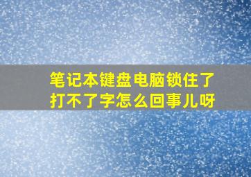 笔记本键盘电脑锁住了打不了字怎么回事儿呀