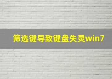 筛选键导致键盘失灵win7