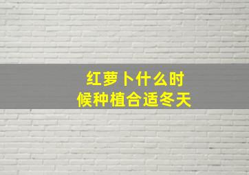 红萝卜什么时候种植合适冬天