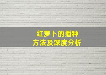 红萝卜的播种方法及深度分析