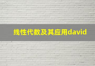 线性代数及其应用david