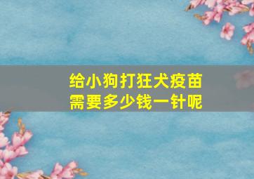 给小狗打狂犬疫苗需要多少钱一针呢