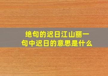 绝句的迟日江山丽一句中迟日的意思是什么