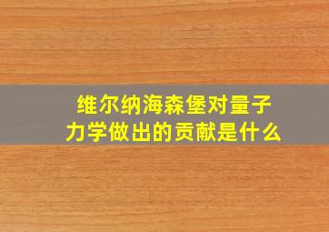 维尔纳海森堡对量子力学做出的贡献是什么