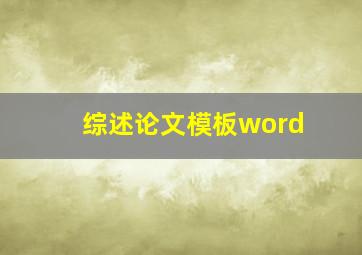 综述论文模板word