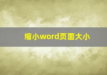 缩小word页面大小