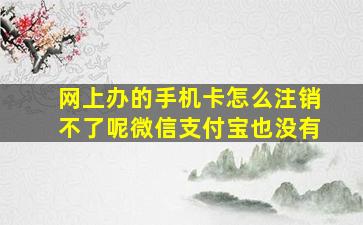 网上办的手机卡怎么注销不了呢微信支付宝也没有