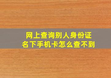 网上查询别人身份证名下手机卡怎么查不到