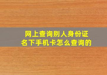 网上查询别人身份证名下手机卡怎么查询的