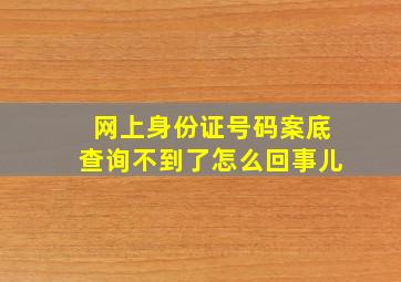 网上身份证号码案底查询不到了怎么回事儿