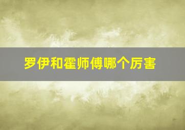 罗伊和霍师傅哪个厉害