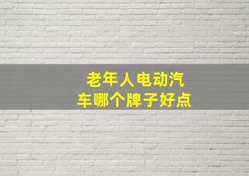 老年人电动汽车哪个牌子好点