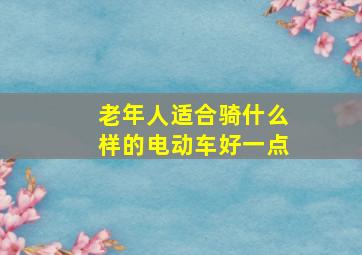 老年人适合骑什么样的电动车好一点