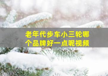 老年代步车小三轮哪个品牌好一点呢视频