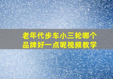 老年代步车小三轮哪个品牌好一点呢视频教学