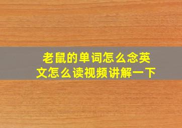 老鼠的单词怎么念英文怎么读视频讲解一下