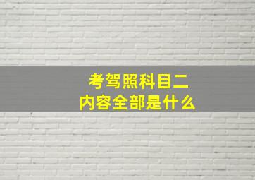 考驾照科目二内容全部是什么