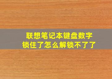 联想笔记本键盘数字锁住了怎么解锁不了了