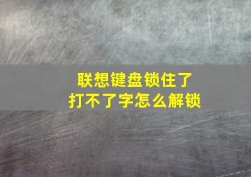 联想键盘锁住了打不了字怎么解锁