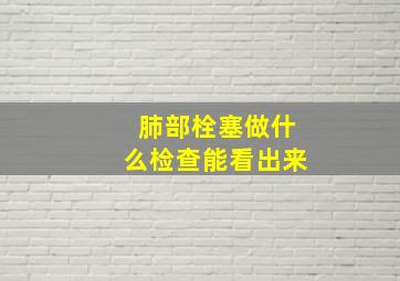 肺部栓塞做什么检查能看出来