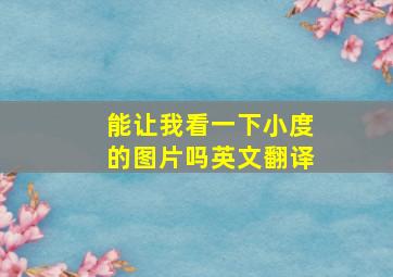 能让我看一下小度的图片吗英文翻译