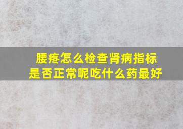 腰疼怎么检查肾病指标是否正常呢吃什么药最好