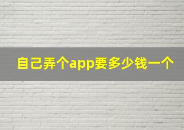 自己弄个app要多少钱一个