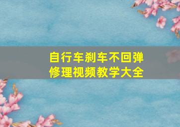 自行车刹车不回弹修理视频教学大全