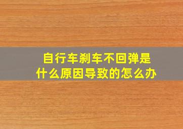 自行车刹车不回弹是什么原因导致的怎么办