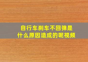 自行车刹车不回弹是什么原因造成的呢视频