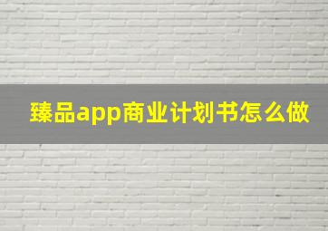 臻品app商业计划书怎么做