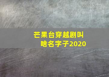 芒果台穿越剧叫啥名字子2020