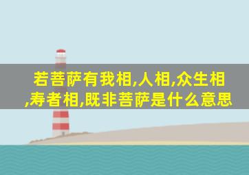 若菩萨有我相,人相,众生相,寿者相,既非菩萨是什么意思