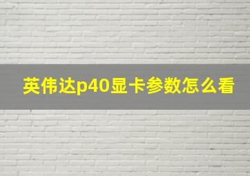 英伟达p40显卡参数怎么看