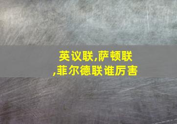 英议联,萨顿联,菲尔德联谁厉害