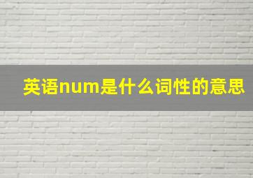 英语num是什么词性的意思