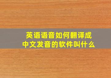 英语语音如何翻译成中文发音的软件叫什么